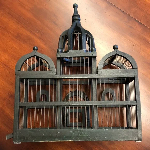 Vintage Taj Mahal Wood + Wire Decorative Birdcage - Picture 3 of 8
